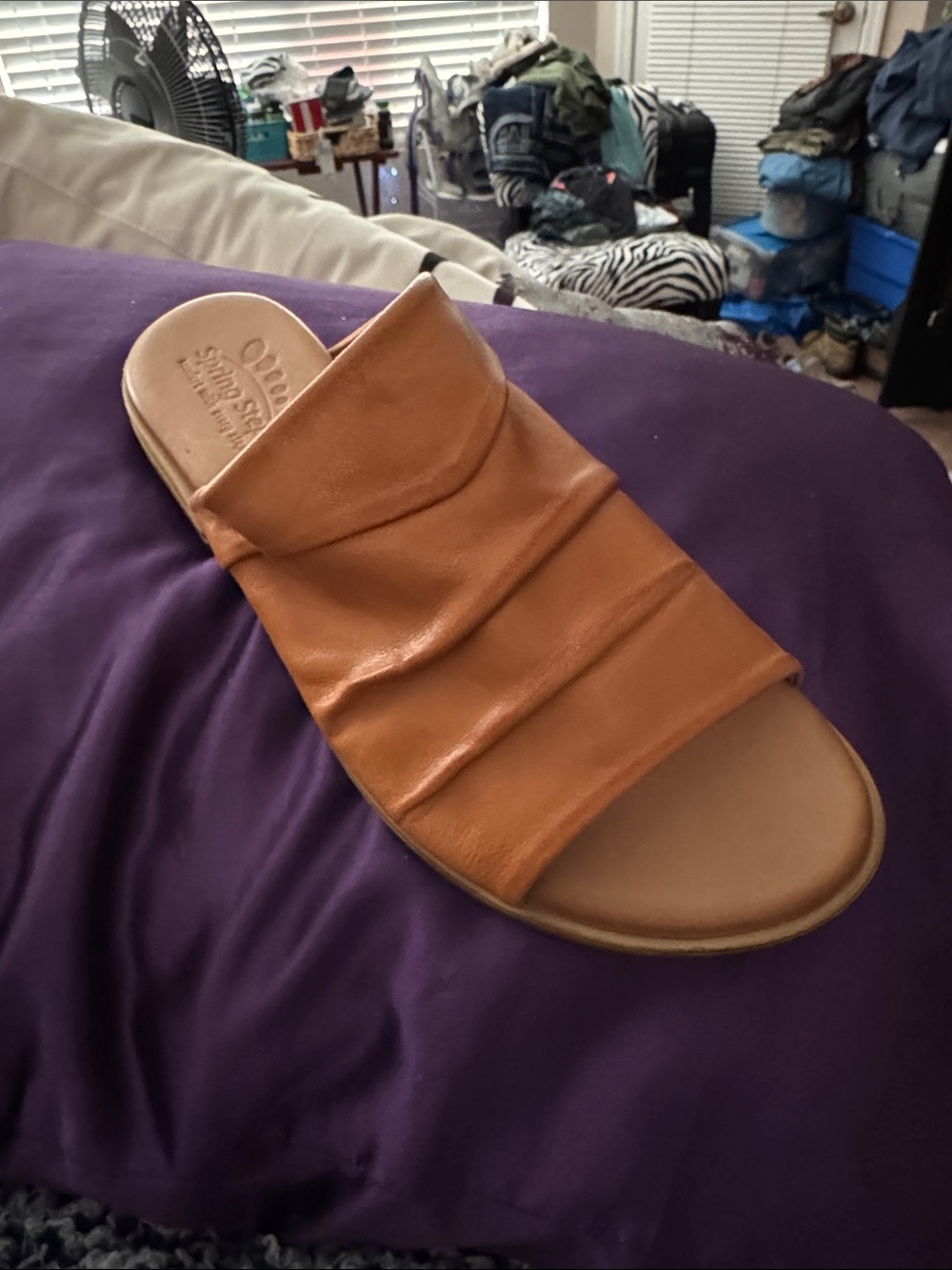 Spring Step Women’s Cognac Leather Slide Sandal